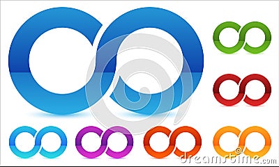 Infinity symbol in several color. Icon for continuity, loop, end Vector Illustration