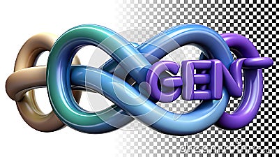Infinity symbol with text 'CENT', mathematical concept and logo png transparent image Generative AI Stock Photo