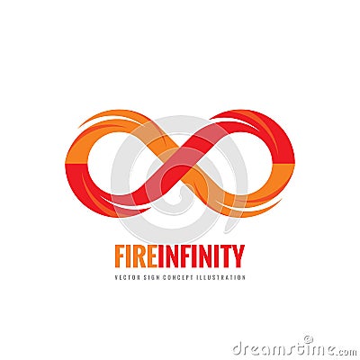 Infinity - vector logo template concept illustration in flat style. Abstract fire flame shape creative sign. Design element Vector Illustration