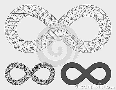 Infinity Vector Mesh Carcass Model and Triangle Mosaic Icon Vector Illustration