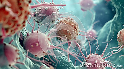 inflamed human lymph node under a microscope, inflamed tonsils, lymph node problem Stock Photo