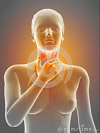 Inflamed larynx Cartoon Illustration