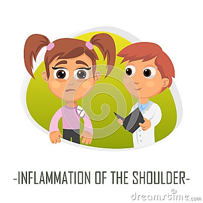 Inflammation of the shoulder medical concept. Vector illustratio Cartoon Illustration