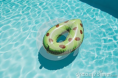 Inflatable avocado swimming pool float. Summer vacation. Generative ai Stock Photo