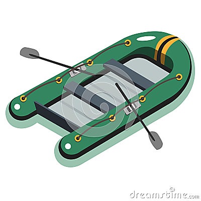 Inflatable boat isometric. Vector Illustration