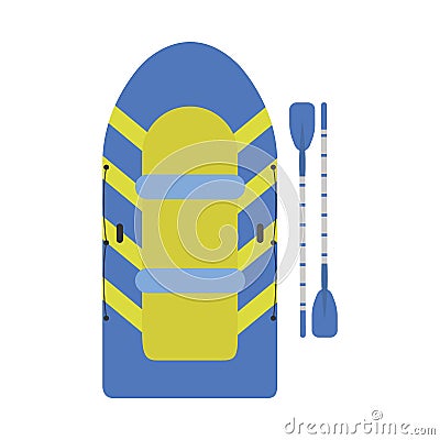 Inflatable boat with paddles icon. Boat for fishing on white background. Vector illustration Vector Illustration