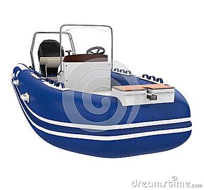 Inflatable Motor Boat Isolated Stock Photo