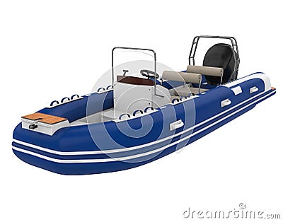 Inflatable Motor Boat Isolated Stock Photo