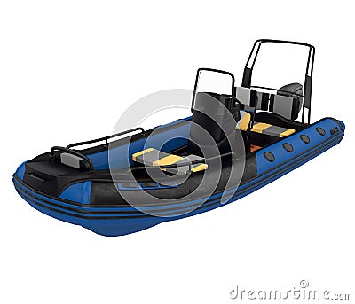 Inflatable Motor Boat Isolated Stock Photo