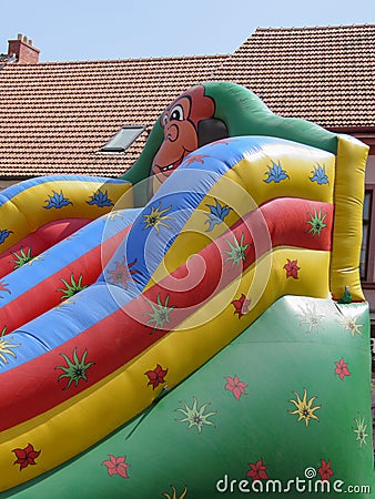 Inflatable slide for children play in Prague Editorial Stock Photo