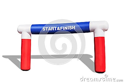 Inflatable start - finish arch for sport competition on white background Stock Photo