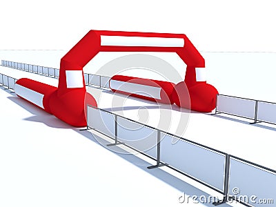 Inflatable start and finish line arch illustrations - Inflatable archways suitable for outdoor sport events 3d render Cartoon Illustration