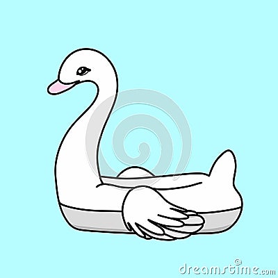 Inflatable swan pool float. Vector Illustration