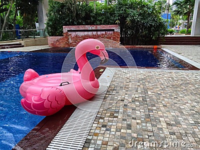 Inflatable swim buoy with bird shape Stock Photo