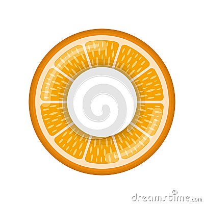 Inflatable swimming ring looking like citrus orange isolated on white background, Rubber float pool lifesaver ring, buoy Vector Illustration