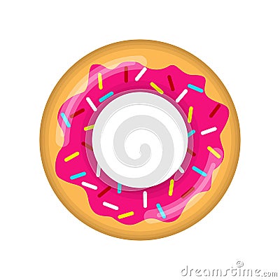 Inflatable swimming ring looking like donut isolated on white background, Rubber float pool lifesaver ring, buoy Vector Illustration