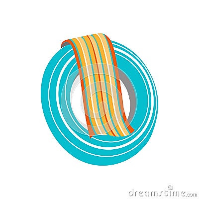 inflatable toy beach circle and towel on isolated white background Vector Illustration