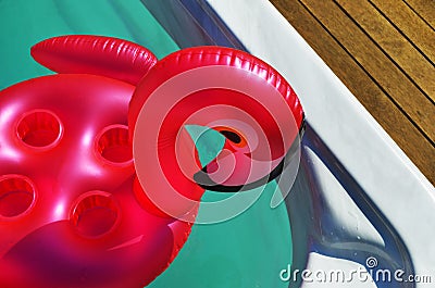 Inflatable toy in swim spa pool Stock Photo