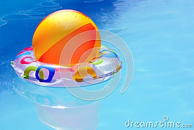 Inflatable toys in water. Stock Photo