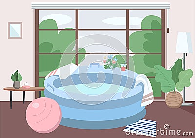 Inflatable tub at home flat color vector illustration Vector Illustration