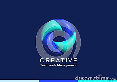 Inflated 3D Vector Loop Circle Abstract Vector Logo Template. Modern Geometry Swirl Sign Isolated Vector Illustration