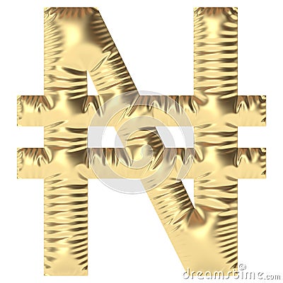 inflated golden shiny Nigerian Naira currency symbol Stock Photo
