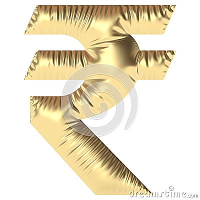 inflated golden shiny INDIAN RUPEE currency symbol Stock Photo