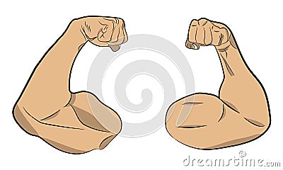 Inflated muscle hands vector drawing illustration Vector Illustration