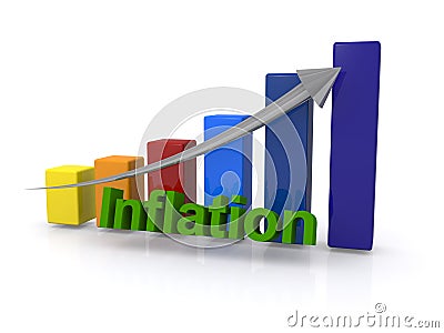 Inflation and graph on white Stock Photo