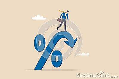 Inflation or interest rate falling down, decrease or reduction, profit fall in economic recession, stock market value loss, FED Vector Illustration