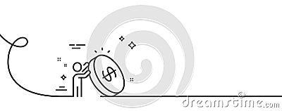 Inflation line icon. Money profit sign. Continuous line with curl. Vector Vector Illustration