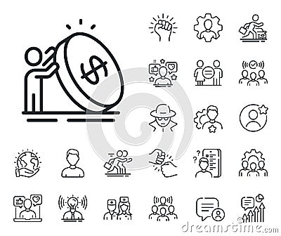 Inflation line icon. Money profit sign. Specialist, doctor and job competition. Vector Vector Illustration