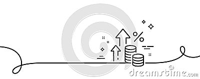 Inflation line icon. Money tax rate sign. Continuous line with curl. Vector Vector Illustration