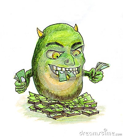 Inflation money monster Stock Photo