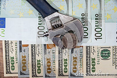 inflation ruble. russian sanctions. euro and dollar vs ruble. Stock Photo