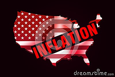 Inflation Taking Over the United States more than ever, Abstract 3D Rendered Map with Red alarming color about inflation Stock Photo