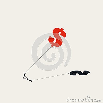 Inflation vector concept. Symbol of price rise, money value decrease, dollar sign. Minimal illustration. Vector Illustration