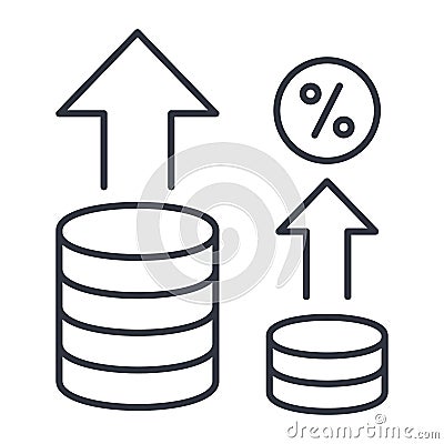 Inflation vector icon. Editable stroke. An increase in the level of prices for goods and services in the economy. Change in Vector Illustration