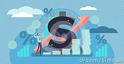 Inflation vector illustration. Tiny persons concept with basic economy term Vector Illustration