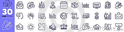 Inflation, Video conference and Keywords line icons pack. For web app. Vector Stock Photo