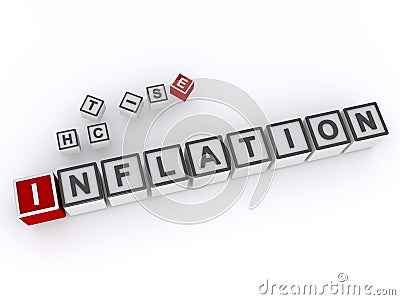 inflation word block on white Stock Photo