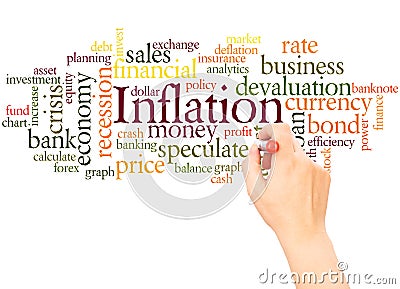 Inflation word cloud hand writing concept Stock Photo