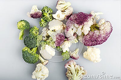 Colorful cauliflower on white background Stock Photo