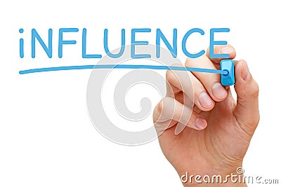 Influence Blue Marker Stock Photo