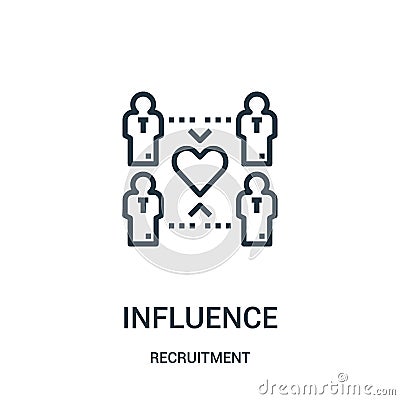 influence icon vector from recruitment collection. Thin line influence outline icon vector illustration Vector Illustration