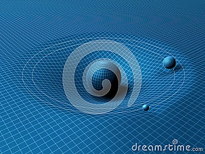 Influence of space objects to distortion of space-and-time. Stock Photo