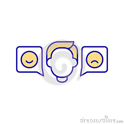 Influence of work conditions on mood of new worker yellow RGB color icon Vector Illustration