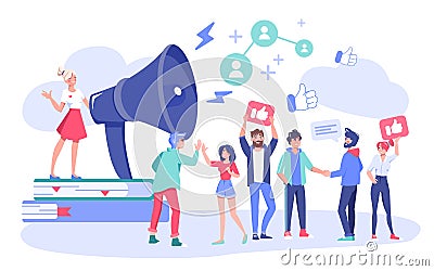 Influencer digital marketing follower attraction Vector Illustration