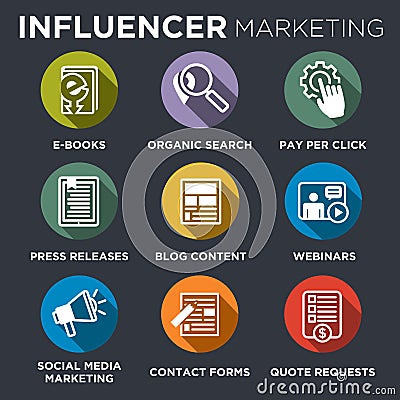 Influencer Marketing Icon Set Vector Illustration