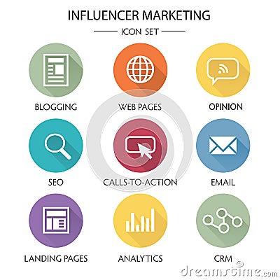 Influencer Marketing Icon Set Vector Illustration